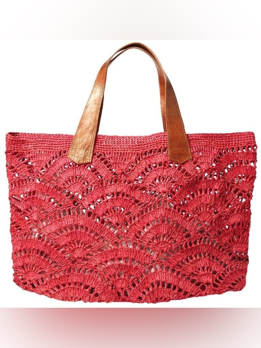 Mar Y Sol Tulum Rafia Tote in Red